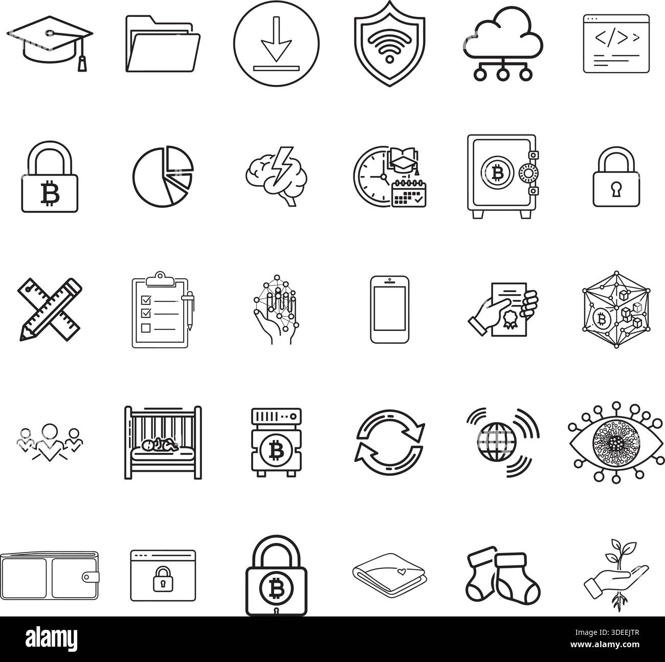 Raccolta di icone moderne per aziende e tecnologie per uso commerciale Illustrazione Vettoriale