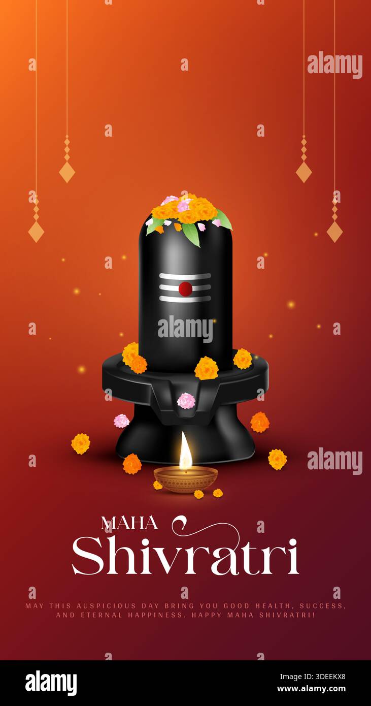 Mahashivratri Shivling Design. Un festival indù celebrato dalla notte del signore shiva. Traduzione - la grande notte di Shiva Illustrazione Vettoriale