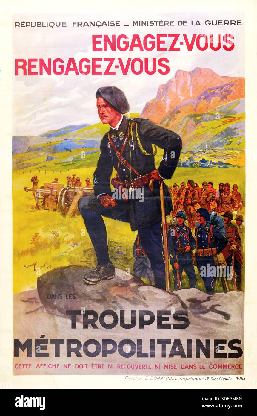 Maurice Toussaint - Troupes Metropolitaines Army di reclutamento militare francese d'epoca 1937 Foto Stock