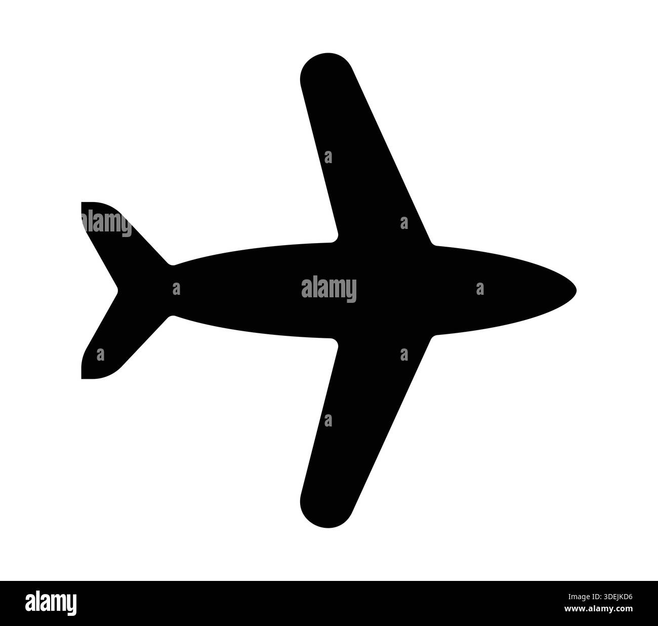 Un'elegante silhouette nera di un aereo che vola attraverso un cielo limpido. Questa icona rappresenta il viaggio e l'avventura, perfetta per progetti a tema aeronautico o. Illustrazione Vettoriale