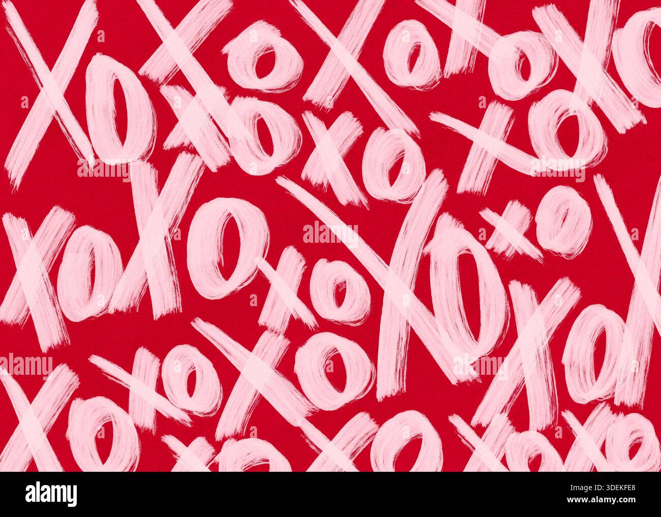 Vivace sfondo di San Valentino con simbolo XO su sfondo rosso. Sito Web per cartoline e banner per San Valentino, matrimonio. Foto Stock