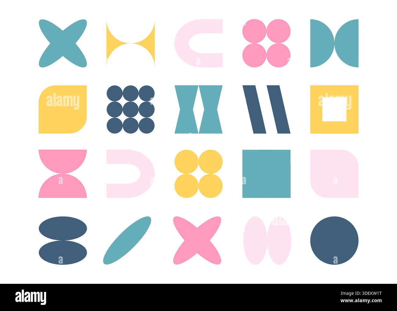 Set di forme semplici per il brutalismo. Forme geometriche colorate, illustrazione vettoriale Illustrazione Vettoriale