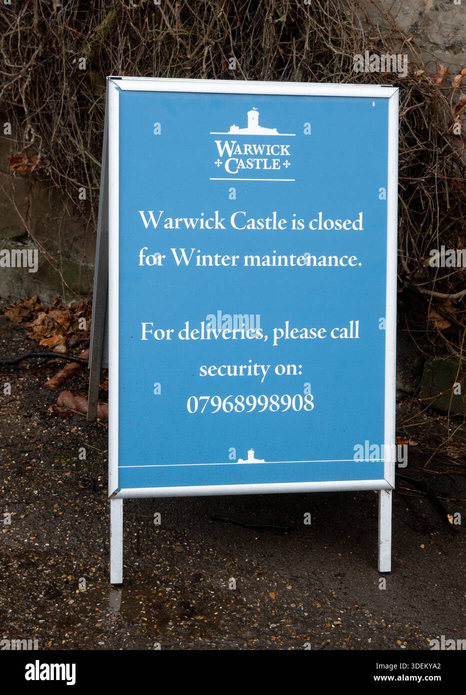 Castello di Warwick chiuso per manutenzione invernale, Warwick, Warwickshire, Regno Unito Foto Stock
