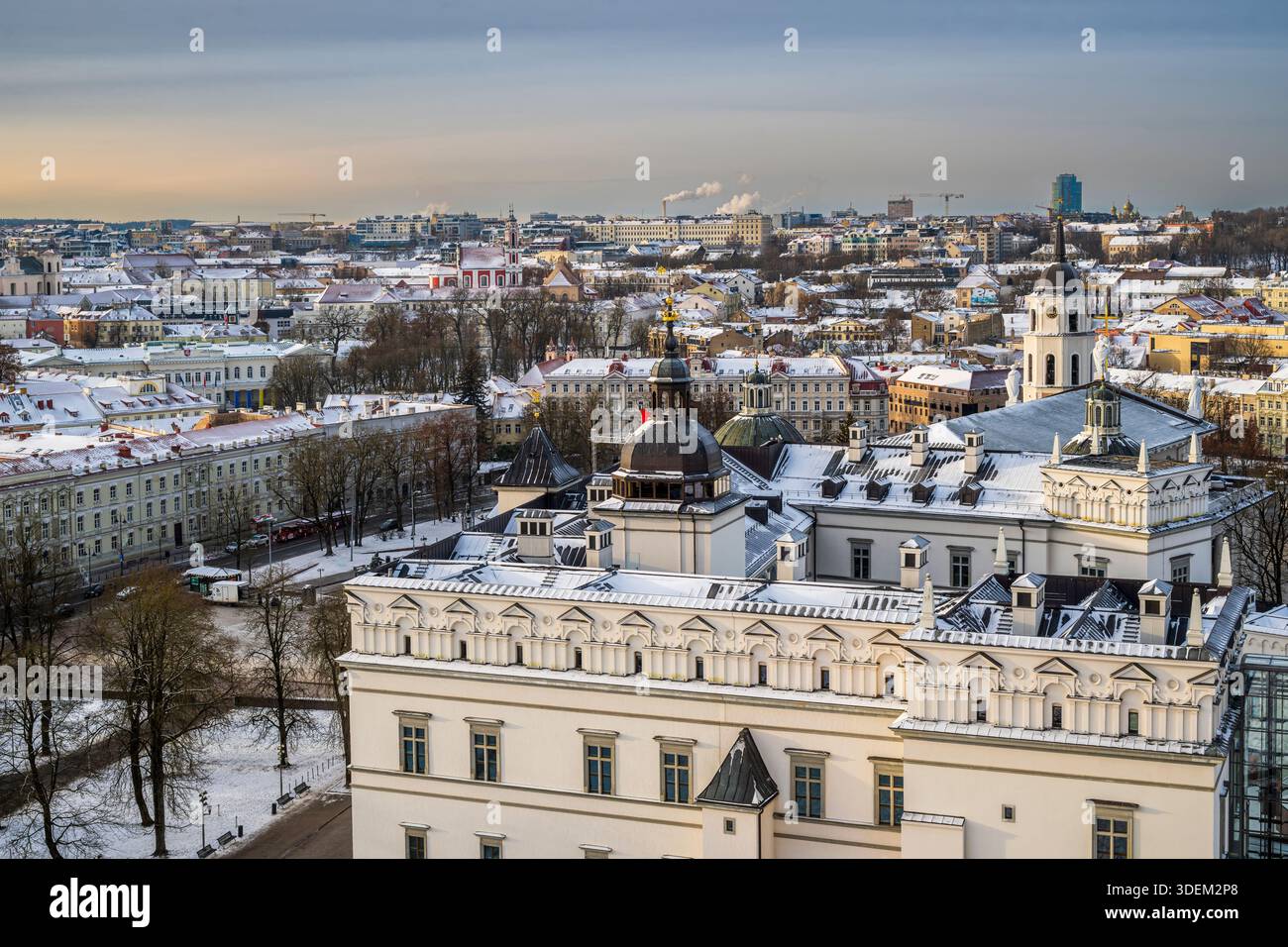 Palazzo dei Granduchi di Lituania e skyline della città vecchia, Vilnius, Lituania Foto Stock