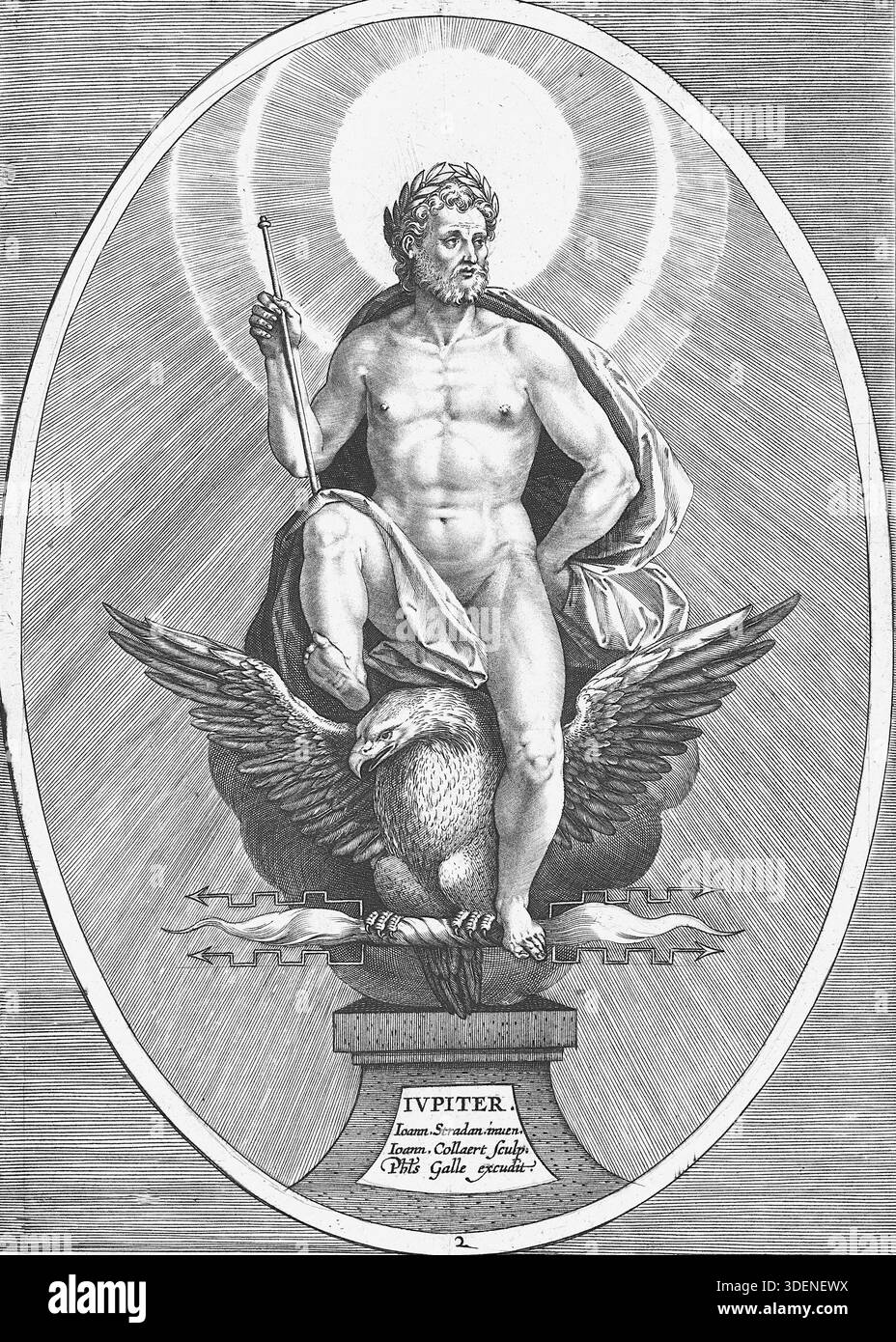 Jan van der Straet (Stradanus) - i sette pianeti - c1600 - Jan Collaert II o Adriaen Collaert incisore - Giove: Il re degli dei, associato alla governance, alla prosperità e al temperamento sanguinoso (ottimistico/sociale). Foto Stock