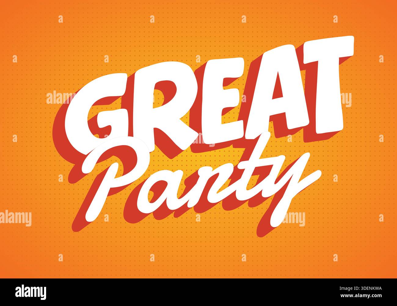 Un design grafico vibrante con le parole Great Party in audace e giocosa tipografia su sfondo arancione. Illustrazione Vettoriale
