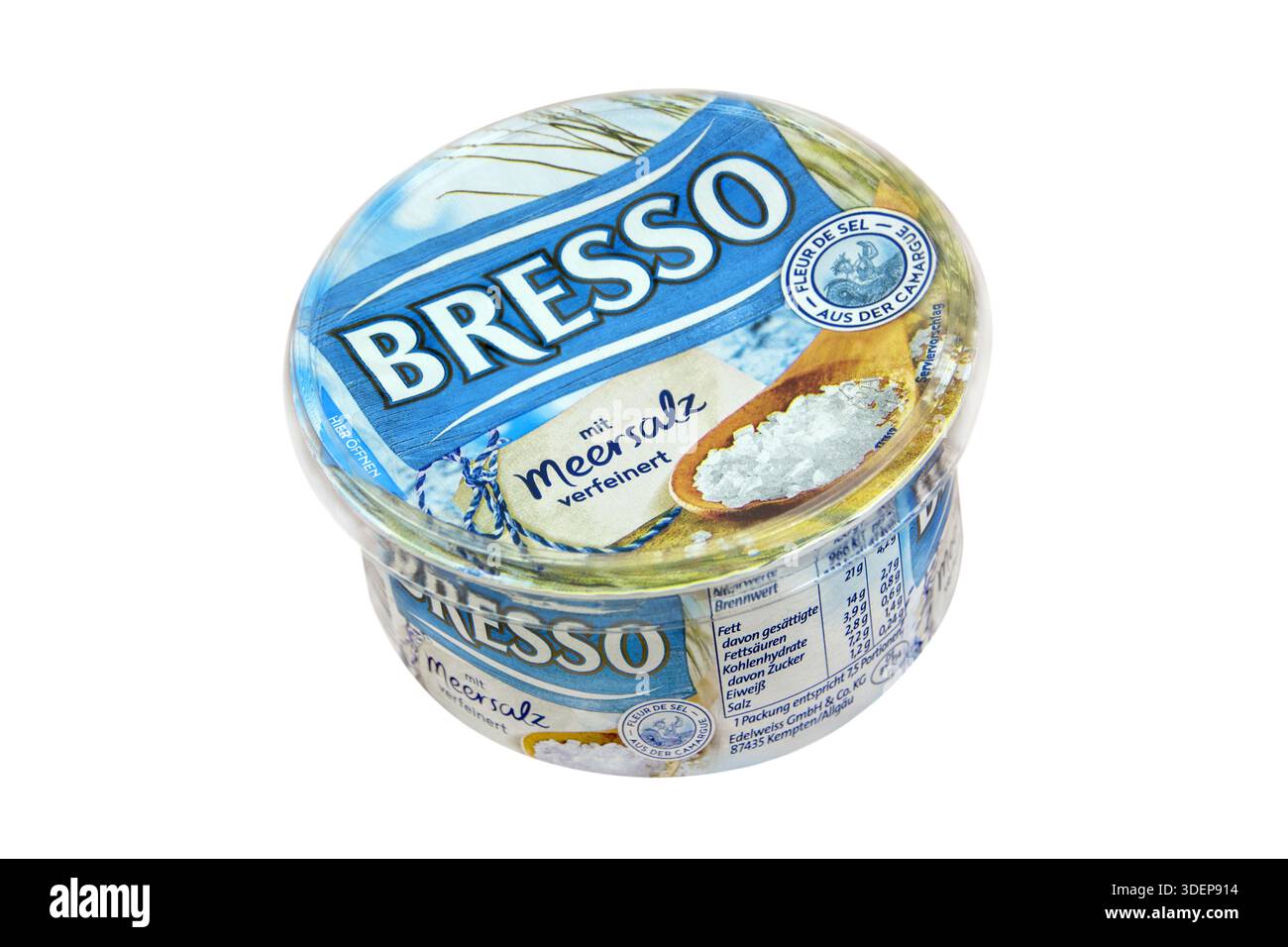 Amburgo, Germania - 7 gennaio 2026: 1 Becher Bresso Käse mit Meersalz Foto Stock
