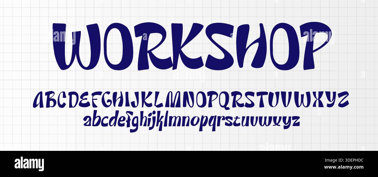 Carattere originale Logo alfabeto vettoriale Letter Set script fatto a mano tipografia, grafica tipografica creativa divertente per titolo divertente, titolo originale titolo poster Illustrazione Vettoriale