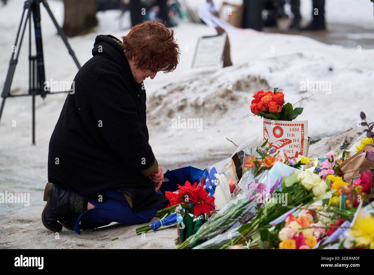 Renee Good Memorial. MS Good è stata una cittadina statunitense uccisa a morte il 7 gennaio 2026 da un agente dell'immigrazione e delle dogane degli Stati Uniti a Minneapolis, Minnesota. Foto Stock