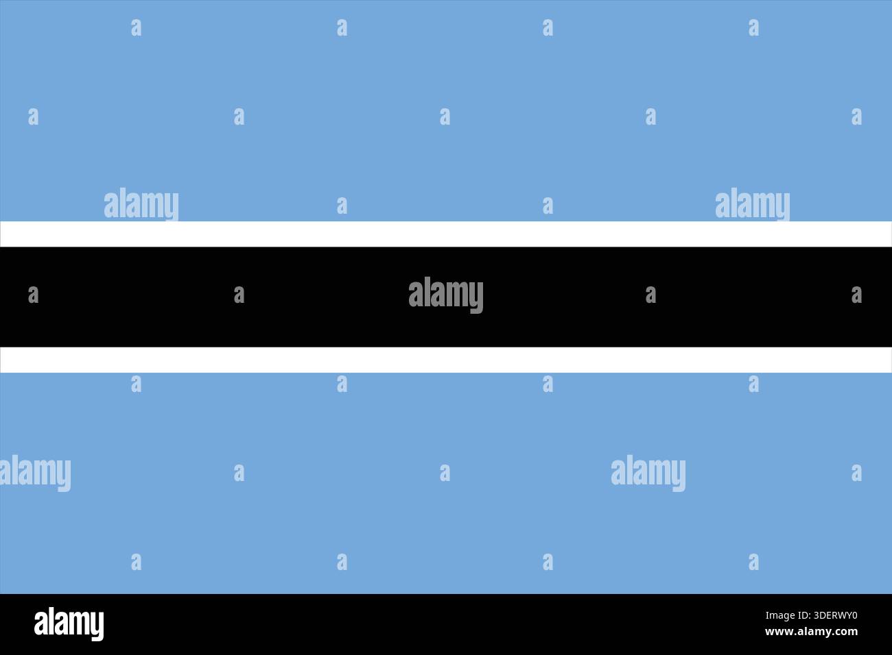 Illustrazione del vettore piatto della bandiera nazionale del Botswana. Illustrazione vettoriale piatta della bandiera del botswana con campo azzurro e bandiera bianca e nera. Illustrazione Vettoriale
