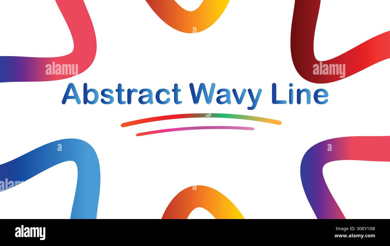 Linee e curve ondulate colorate e vivaci astratte su sfondo bianco Illustrazione Vettoriale