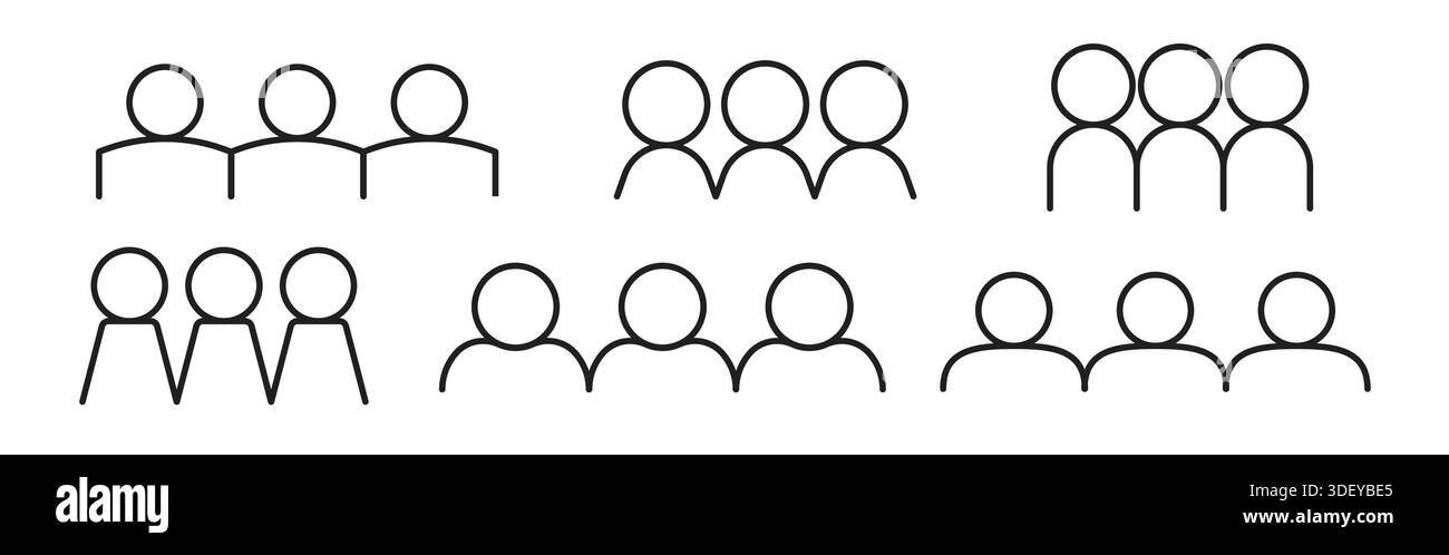 Set di simboli lineari persone. Raccolta di segni vettoriali del team aziendale e del gruppo Illustrazione Vettoriale