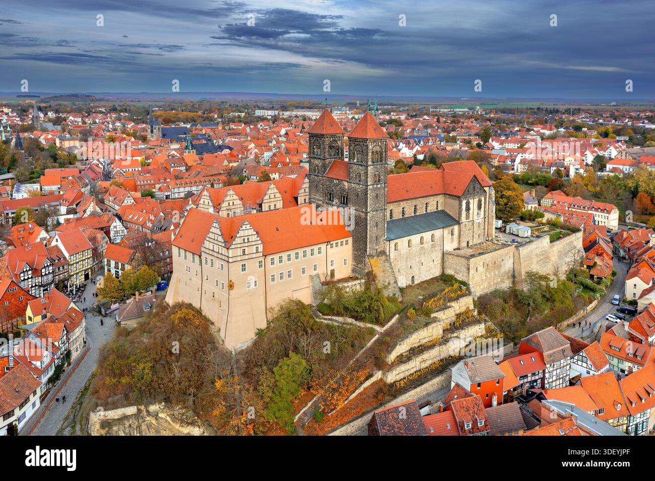 Castello e abbazia di Quedlinburg / Reichsstift Quedlinburg, ex abbazia di canonesse secolari nella città vecchia di Quedlinburg, Sassonia-Anhalt, Germania Foto Stock