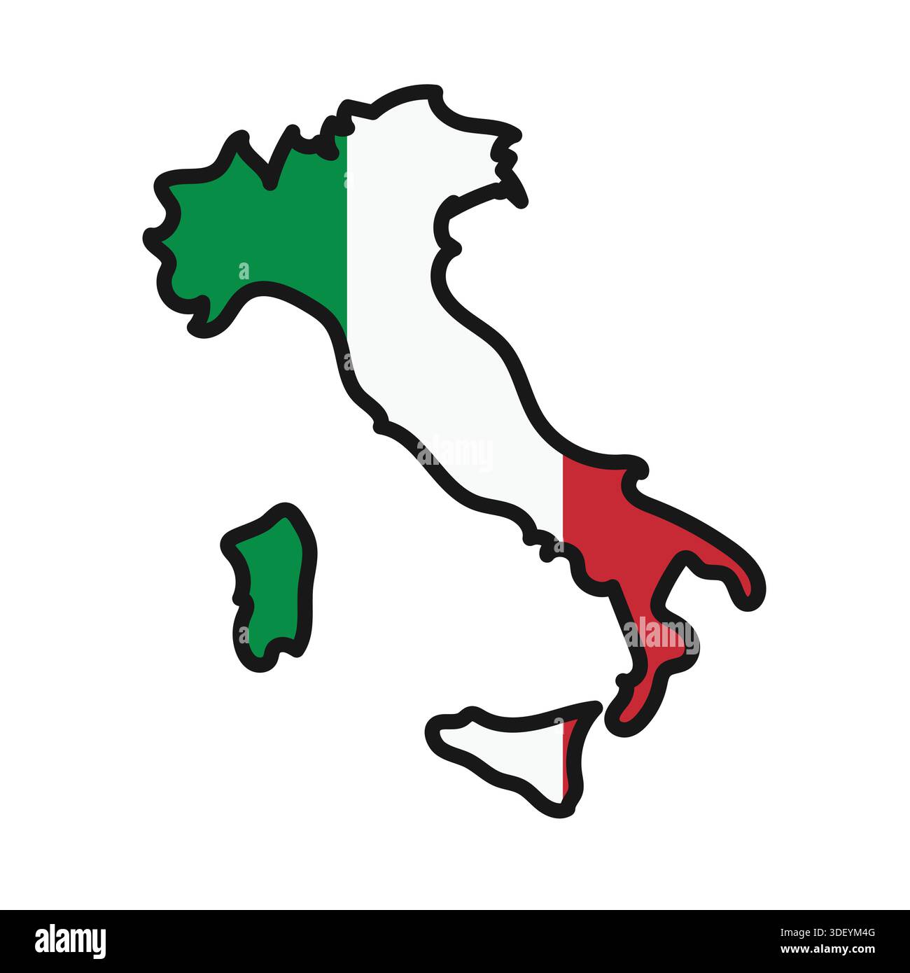 Mappa DELL'ITALIA con bandiera nel corpo Illustrazione Vettoriale