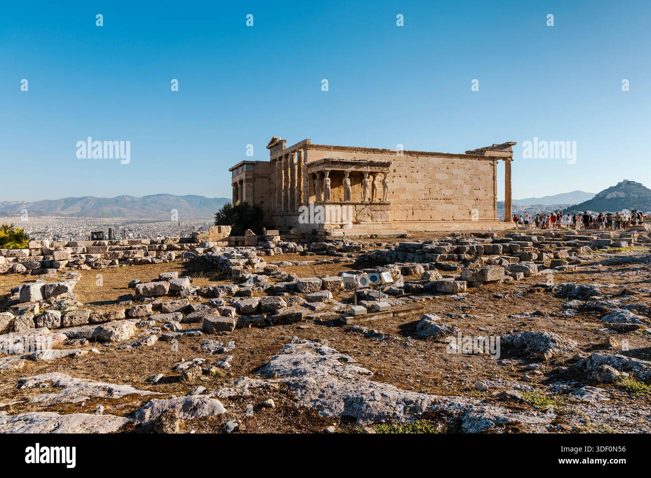 Cariatidi dell'Eretteo (Tempio di Atena Polias), Acropoli, Atene, Grecia Foto Stock