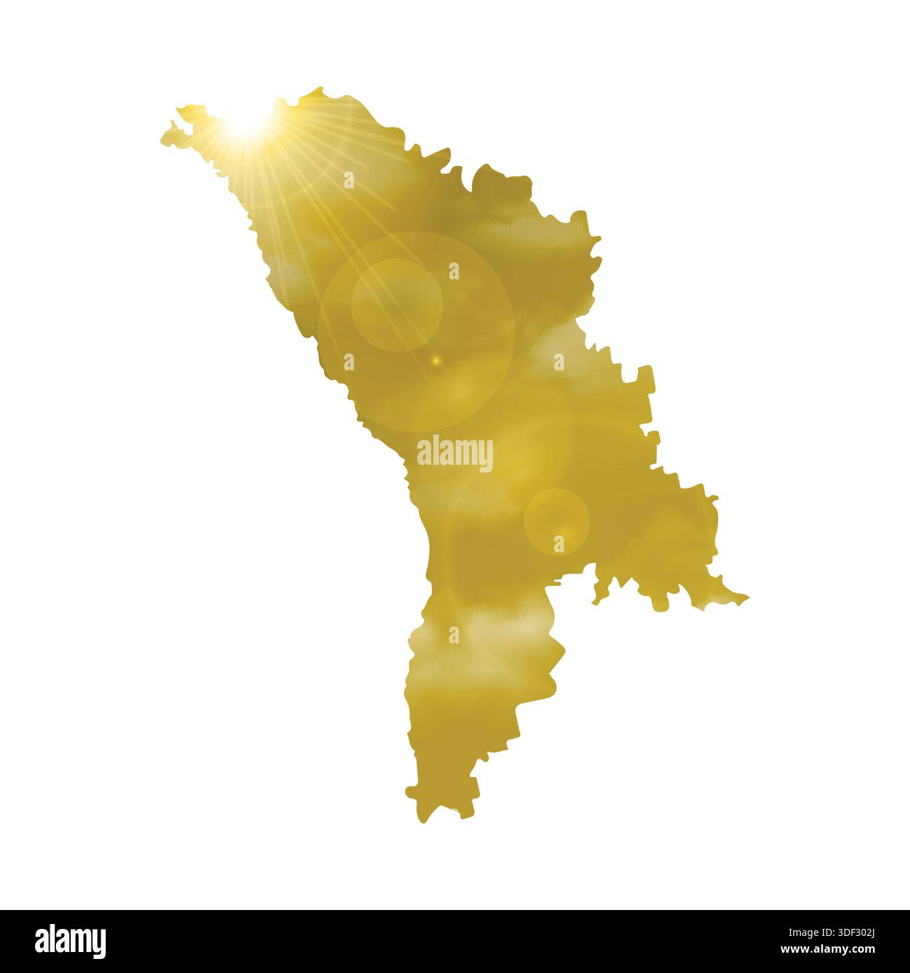 Mappa DELLA MOLDAVIA con il bel sole e le nuvole nel corpo Illustrazione Vettoriale