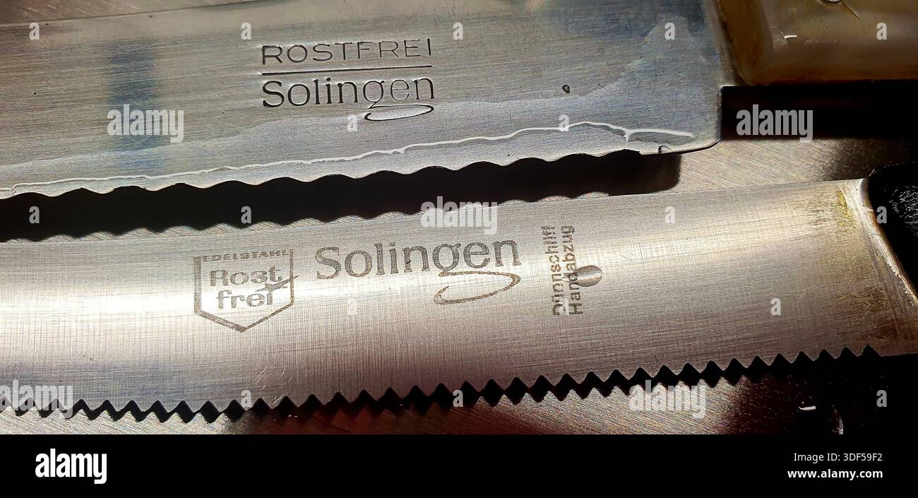 I coltelli Solingen sono rinomati in tutto il mondo per la loro eccezionale qualità, durata e precisione di taglio. Foto Stock