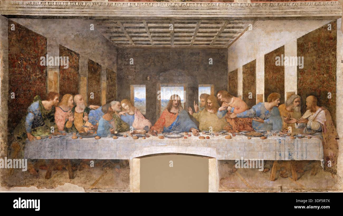 L'ultima cena, 1495 dipinto di Leonardo da Vinci Illustrazione Vettoriale