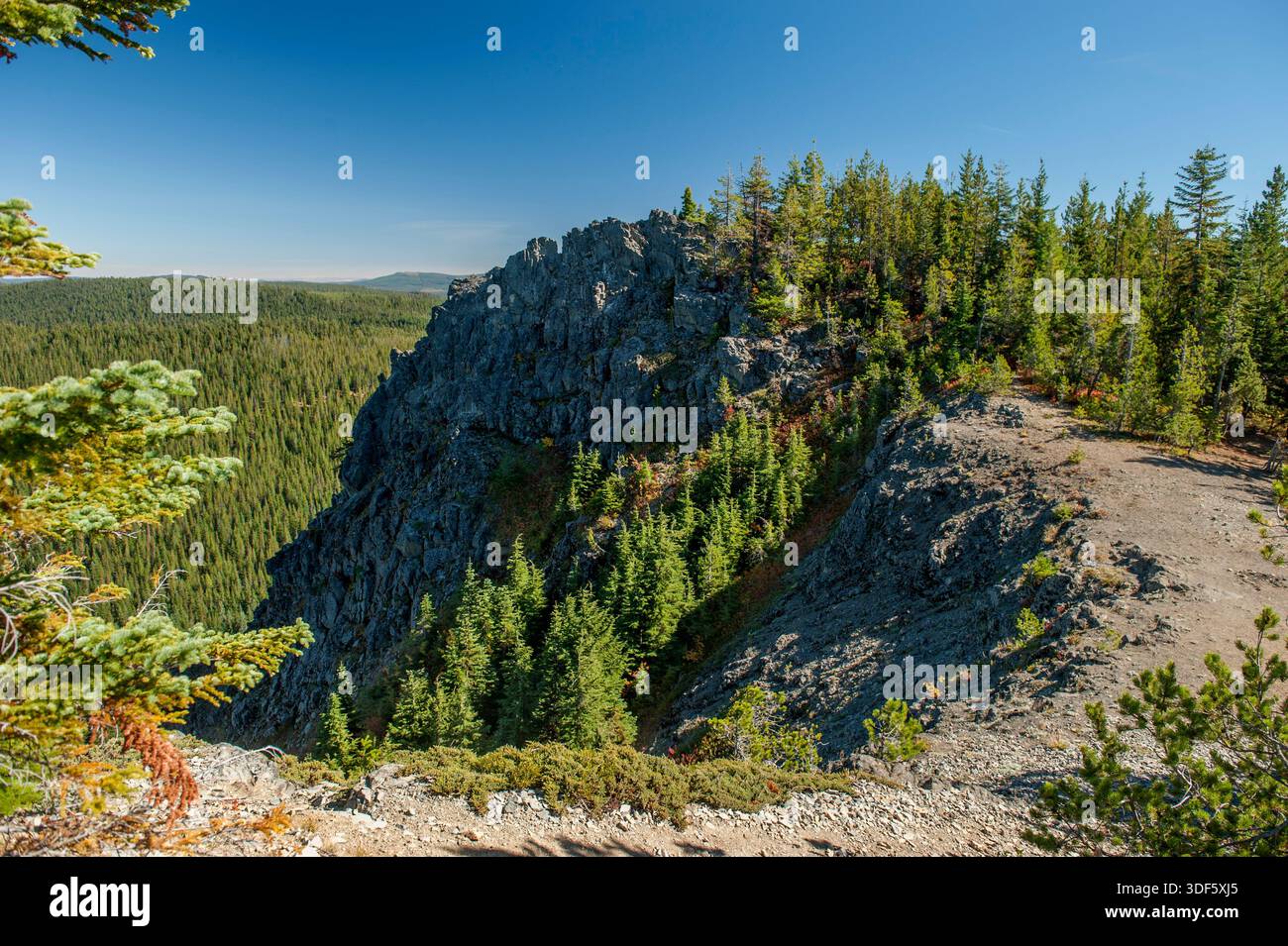 La vista dalla cima di High Rock, sito di un ex punto di osservazione degli incendi, nel monte Hood National Forest Foto Stock