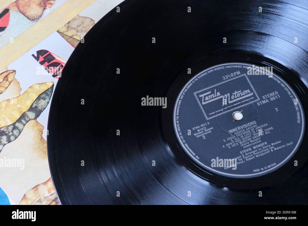 Innervisions vinile LP di Stevie Wonder pubblicato dall'etichetta Tamla Motown record Corporation 1973 Foto Stock