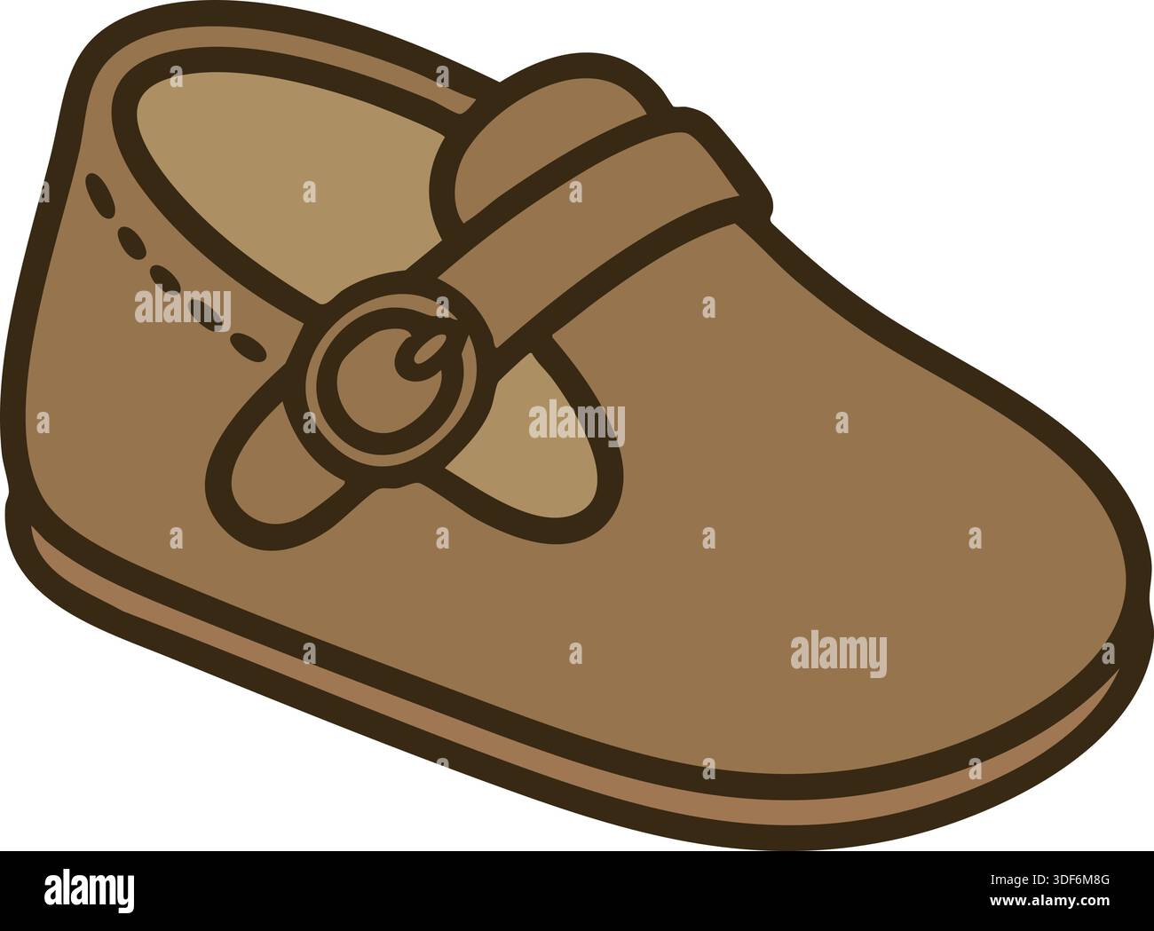 Mocassino abbronzato con punta arrotondata e fibbia con cinturino. Illustrazione Vettoriale