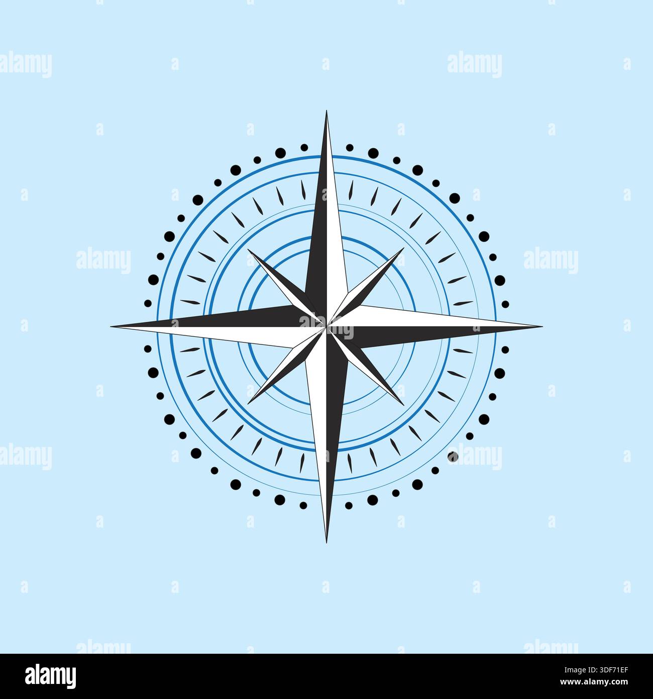 Bussola colorato icona nella piana di stile design Illustrazione Vettoriale