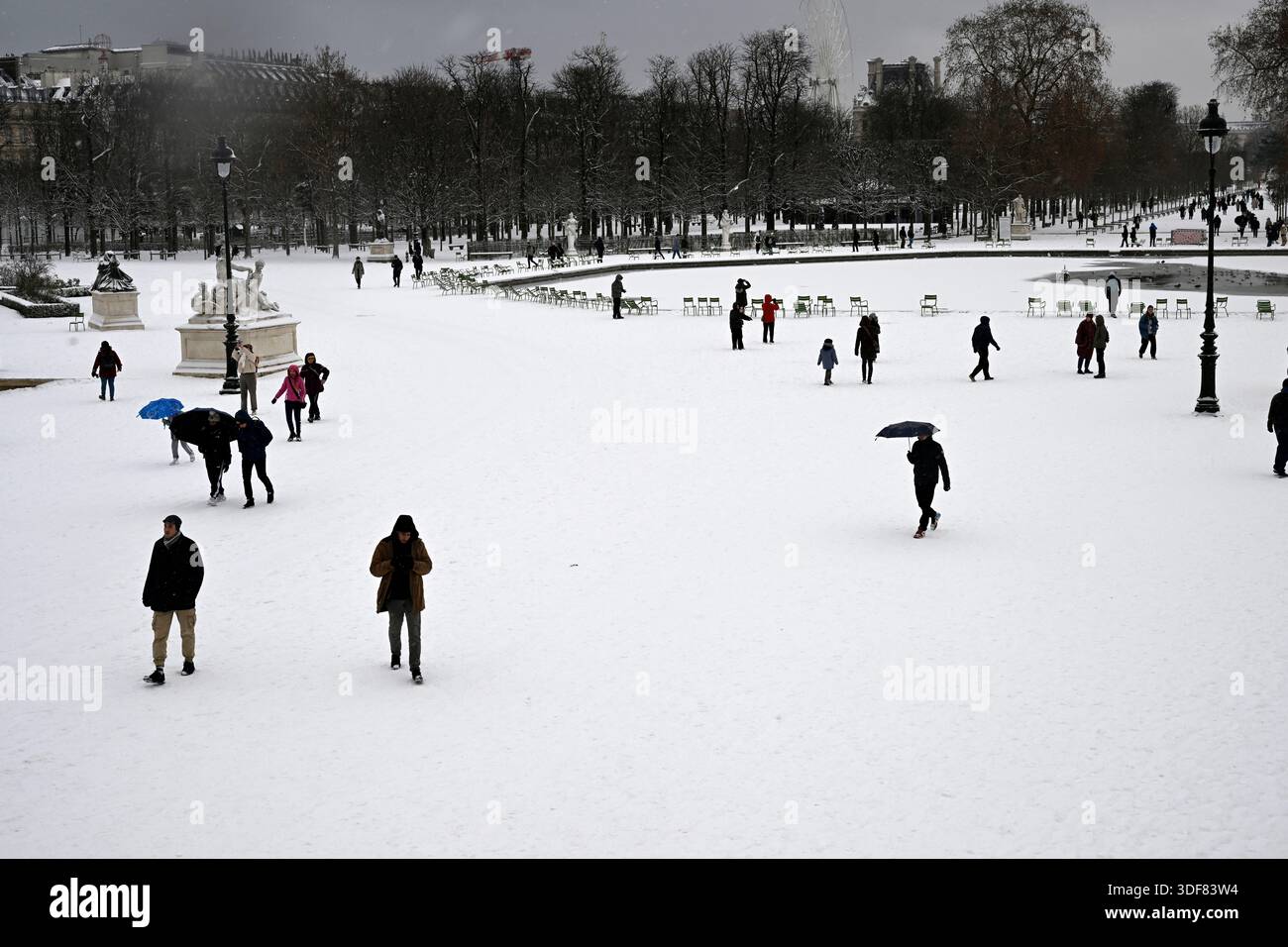 Giardino delle Tuileries in inverno, Parigi, Francia. Foto Stock