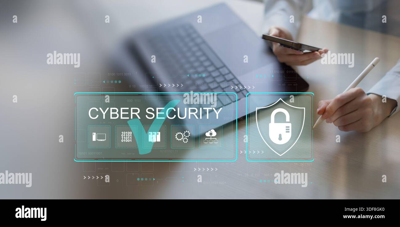 Strategie per la sicurezza informatica e la protezione dei dati nell'ambiente aziendale digitale. Foto Stock