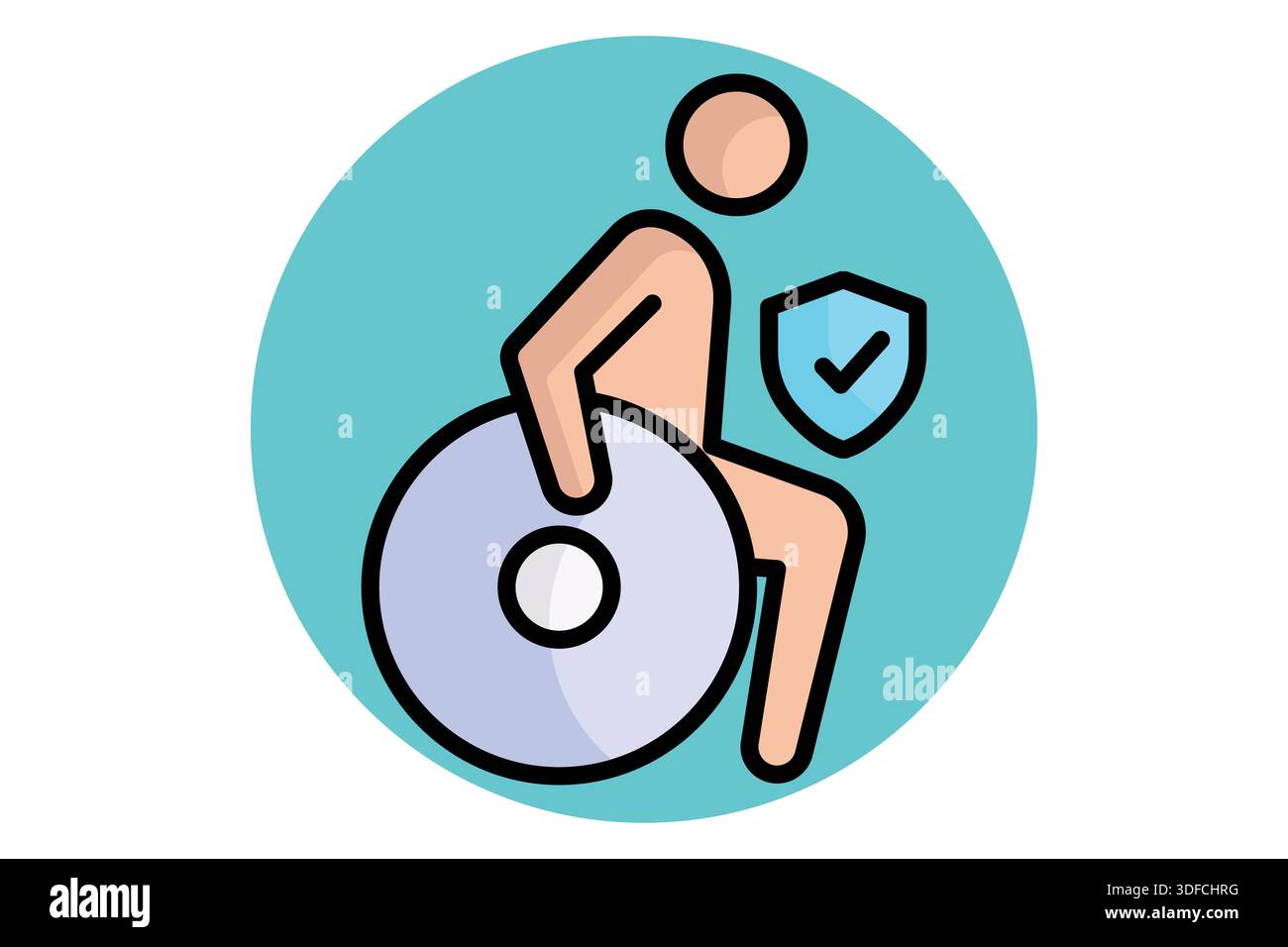 Icona assicurazione invalidità. stile icona contorno colorato. icona relativa al vantaggio. illustrazione vettoriale degli elementi assicurativi Illustrazione Vettoriale