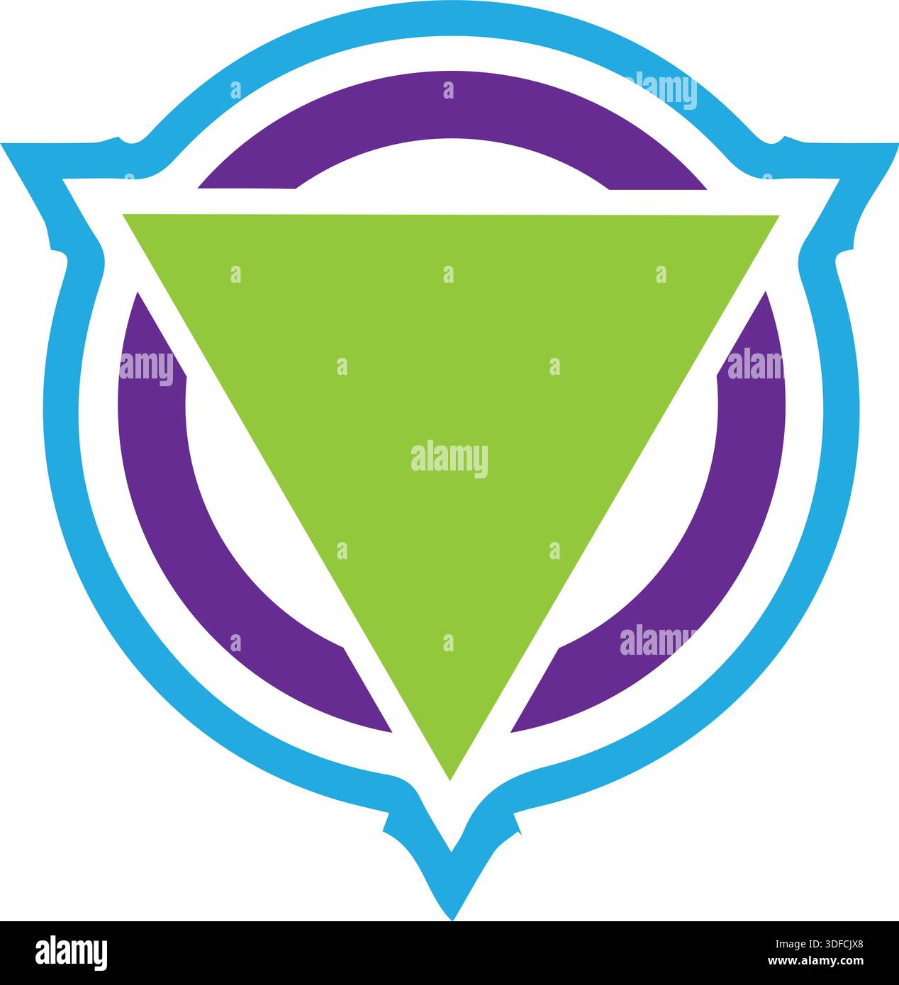 Logo vettoriale con lettere TV combinate su un triangolo capovolto isolato su uno sfondo quadrato Illustrazione Vettoriale