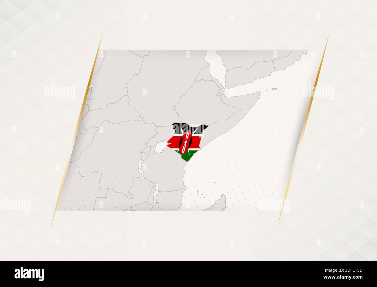 Mappa nazionale del Kenya con i colori della bandiera nazionale. Illustrazione vettoriale. Illustrazione Vettoriale