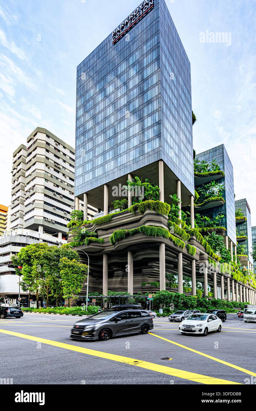 Traffico nel centro di Singapore Foto Stock