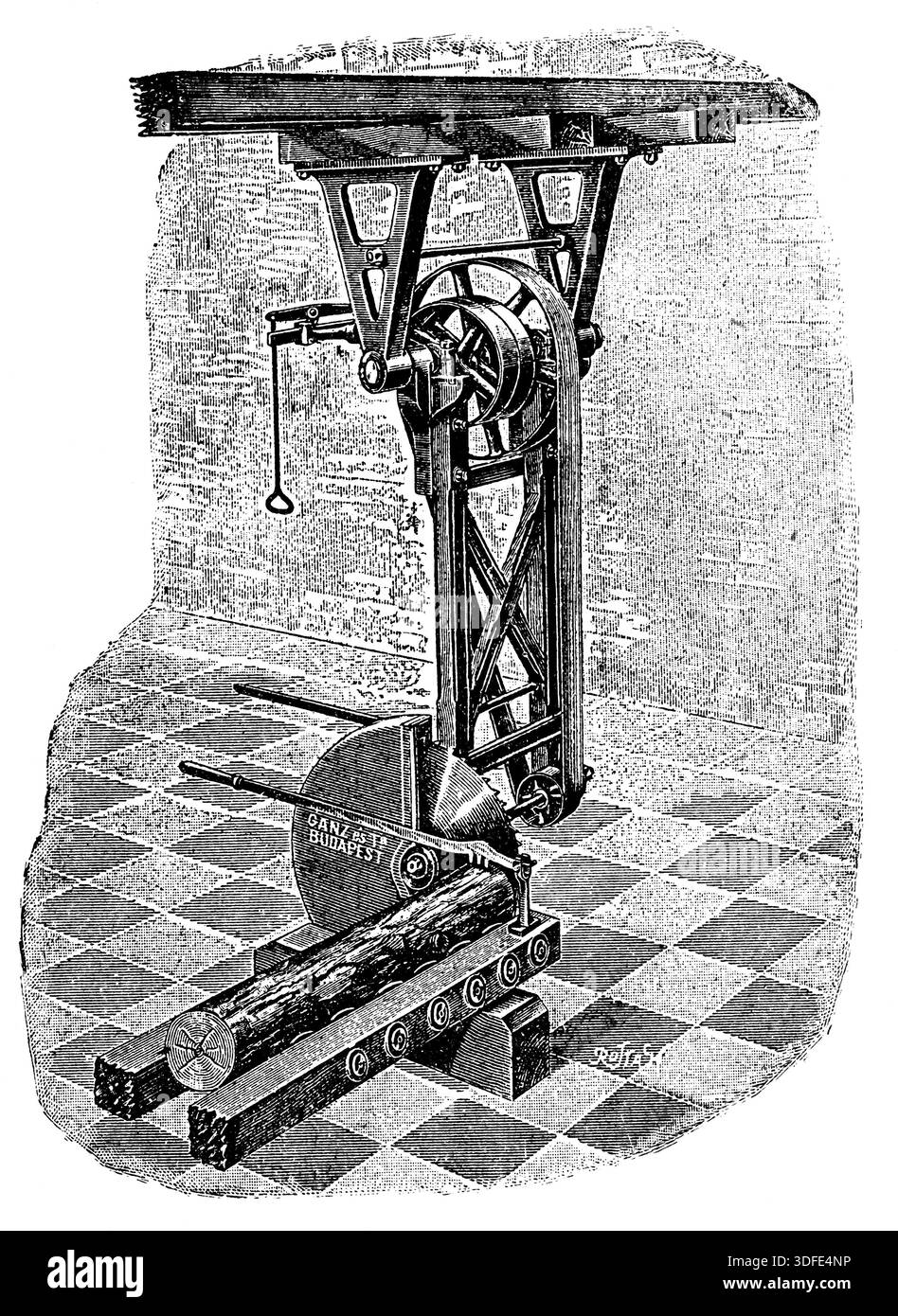 Segheria. Illustrazione del XIX secolo. Sfondo bianco Foto Stock