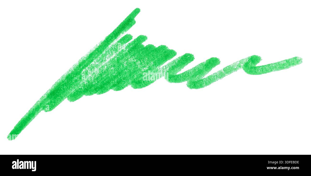 Elemento disegnato a mano per schizzo con cravatta verde, isolato su sfondo bianco Foto Stock