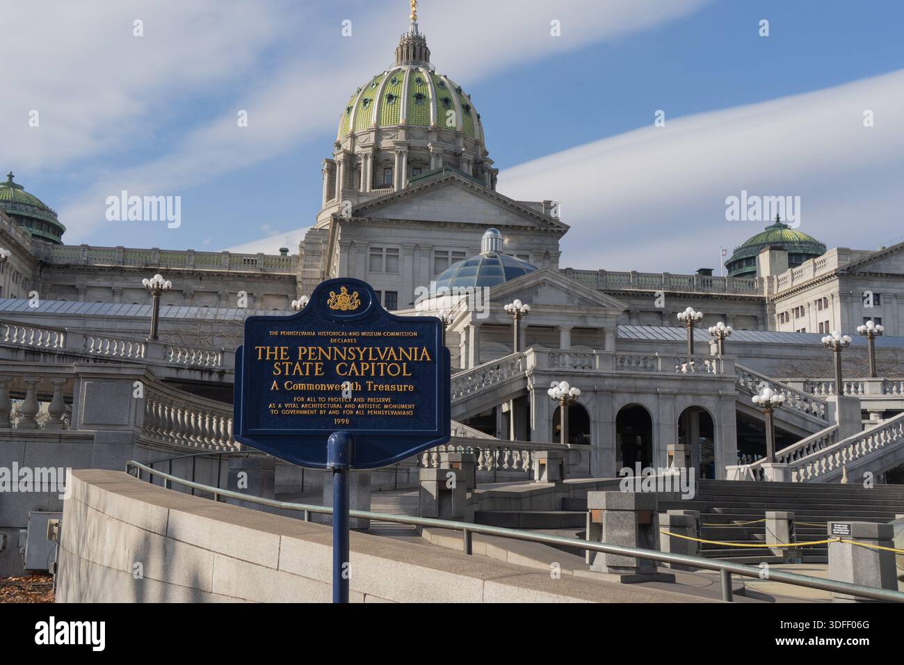 Harrisburg, Pennsylvania - 11 gennaio 2026: Monumento storico per il Campidoglio della Pennsylvania Foto Stock