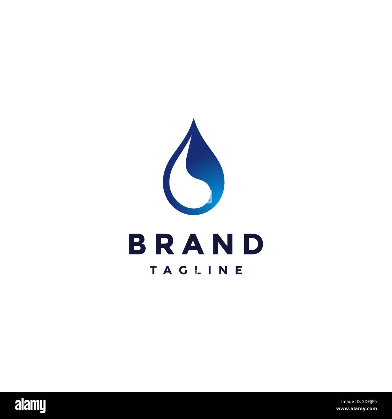 Icona rugiada con logo White Water Reflection. Gocce d'acqua blu con logo White Light Reflection. Illustrazione Vettoriale