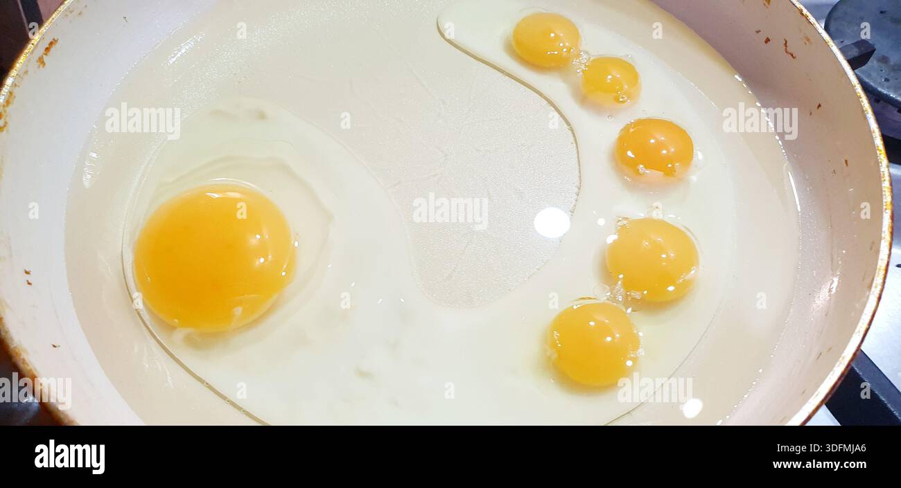 Queste uova sono entrambe fonti proteiche altamente nutrienti, anche se differiscono significativamente per dimensioni, densità nutrizionale e applicazione culinaria. Foto Stock
