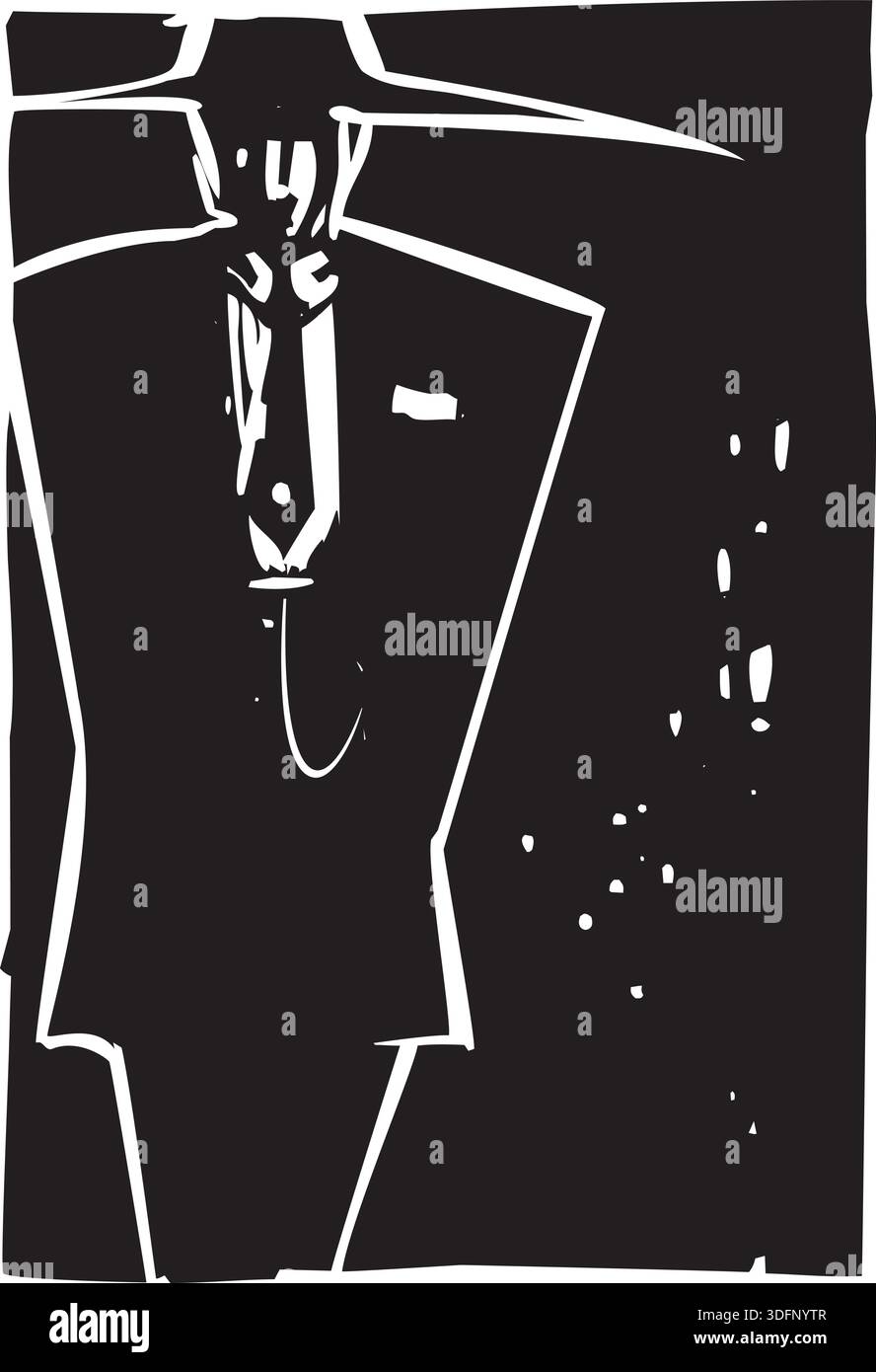 Xilografia stile immagine di un uomo in zoot suit. Illustrazione Vettoriale