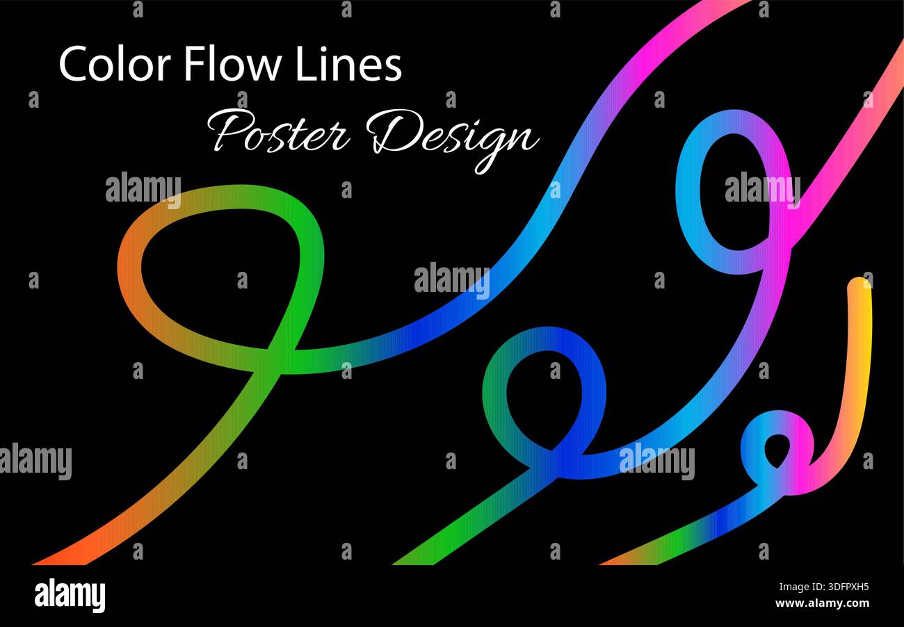 Sfondo colorato del poster con linee fluide e movimenti astratti uniformi Illustrazione Vettoriale