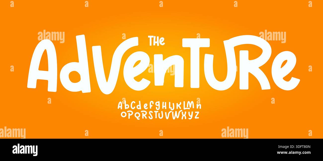 Carattere avventura moderno balbizzarro typeset, vivace alfabeto amichevole. Allegre lettere in stile messicano Los Muertos per menu, etichette, insegne, annunci Illustrazione Vettoriale