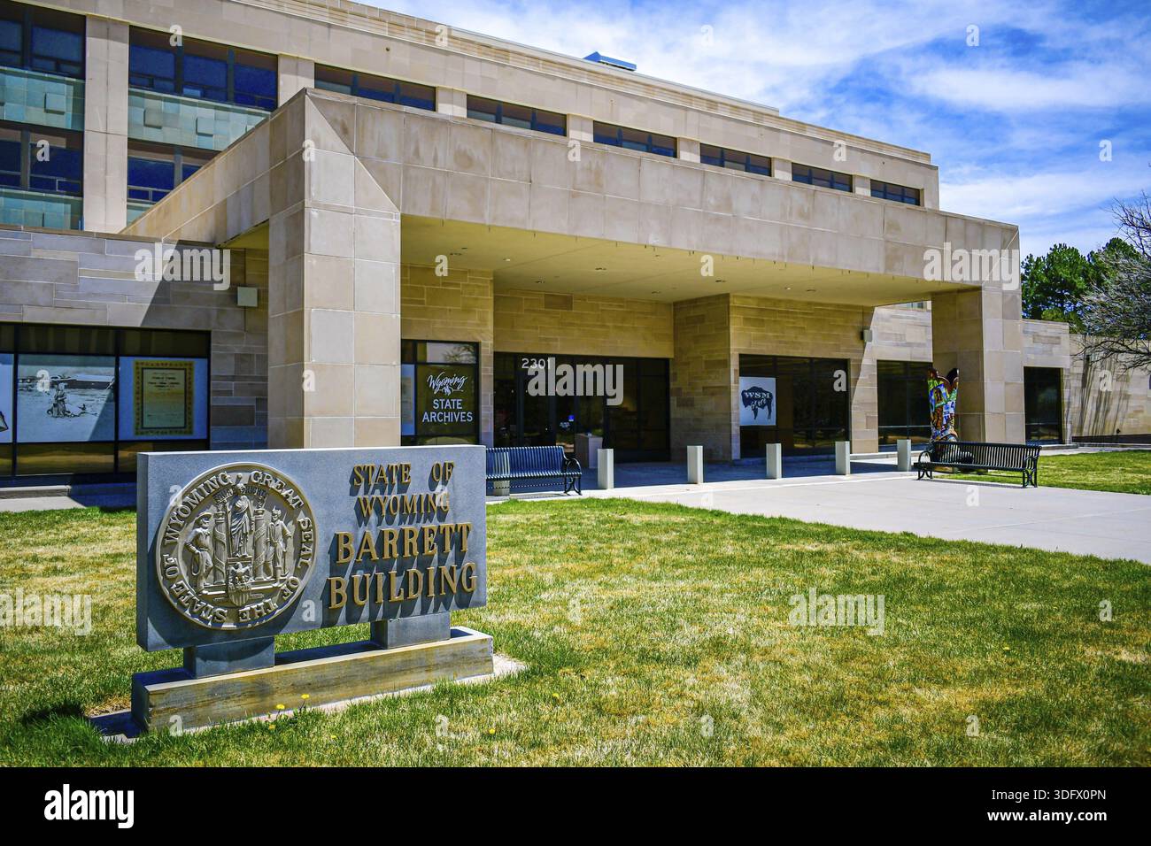 Wyoming, Wyoming, USA - 10 maggio 2022: The State of Wyoming Barrett Building Foto Stock