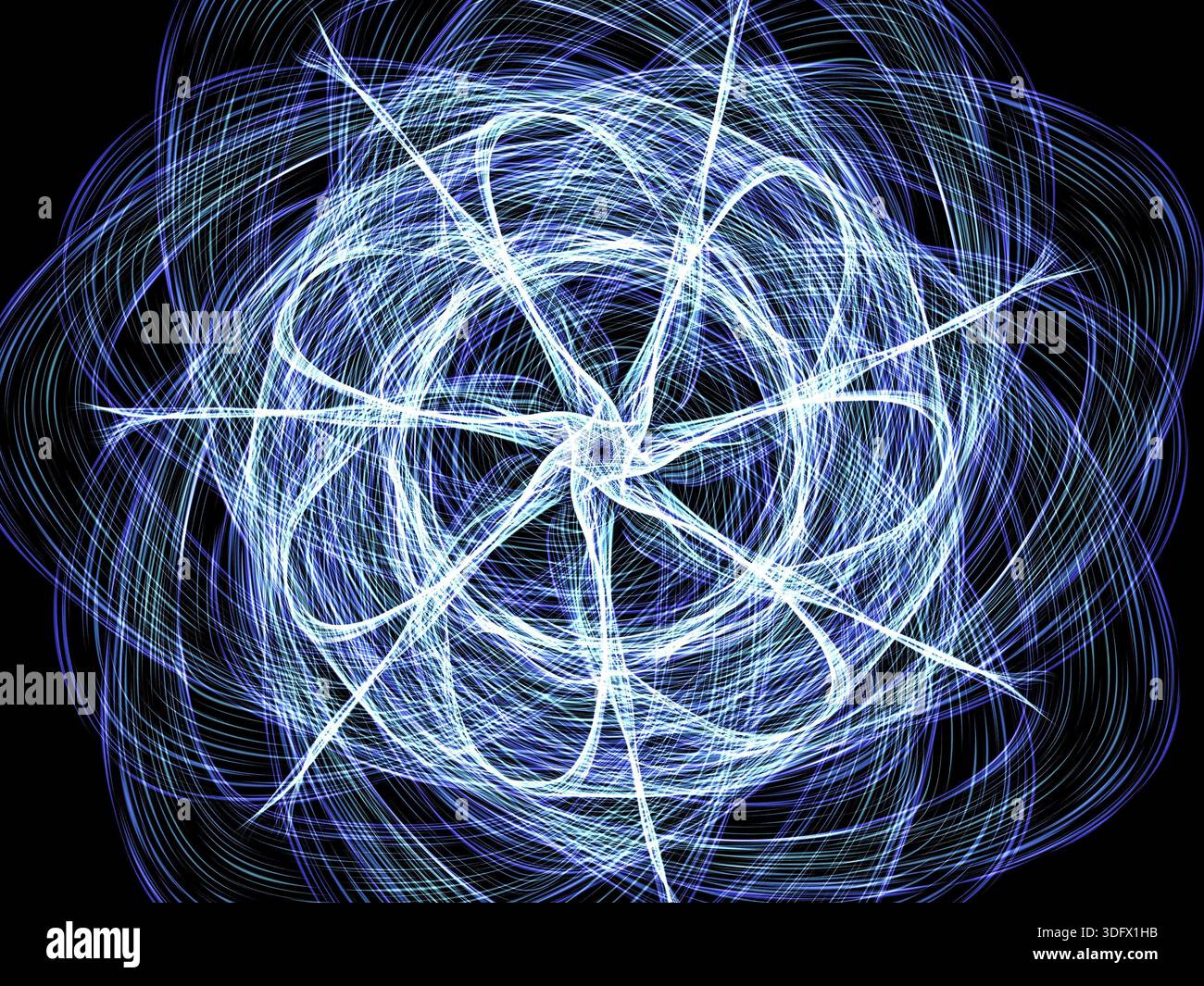 Astratto motivo colorato frattale su sfondo nero. Motivo al neon incandescente Foto Stock