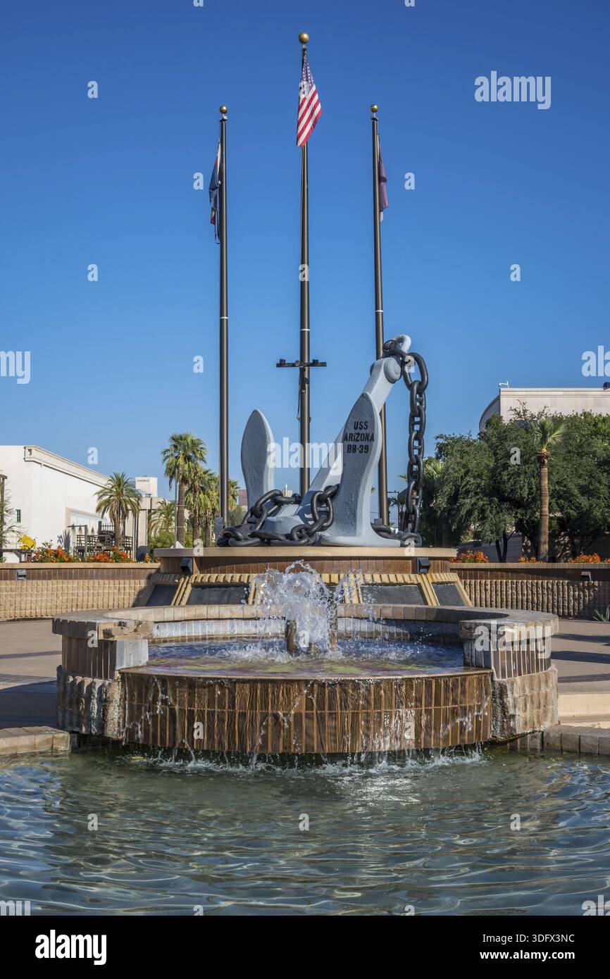Phoenix, AZ, USA - 24 ottobre 2019: Il marcatore di pietra USS Arizona BB-39 Foto Stock