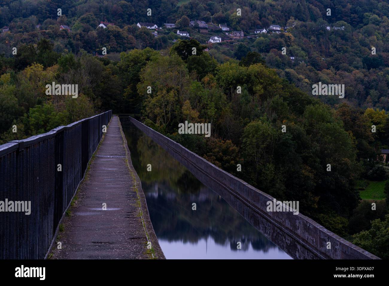 Acquedotto Pontcysyllte che trasporta il canale Llangollen sopra il bosco a Froncysyllte Foto Stock