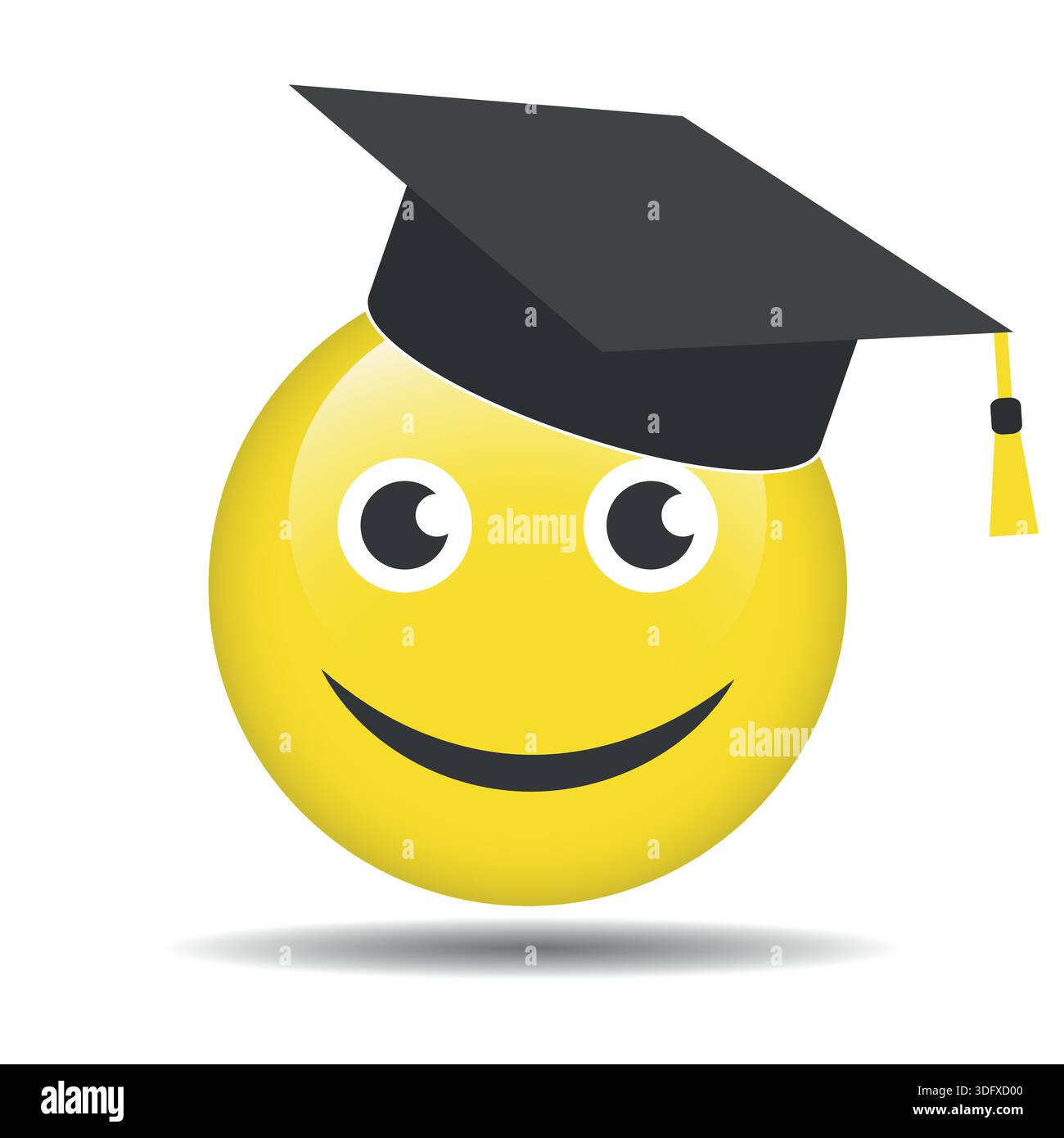 Illustrazione di un sorriso simpatico e allegro che indossa un cappello da studente Illustrazione Vettoriale