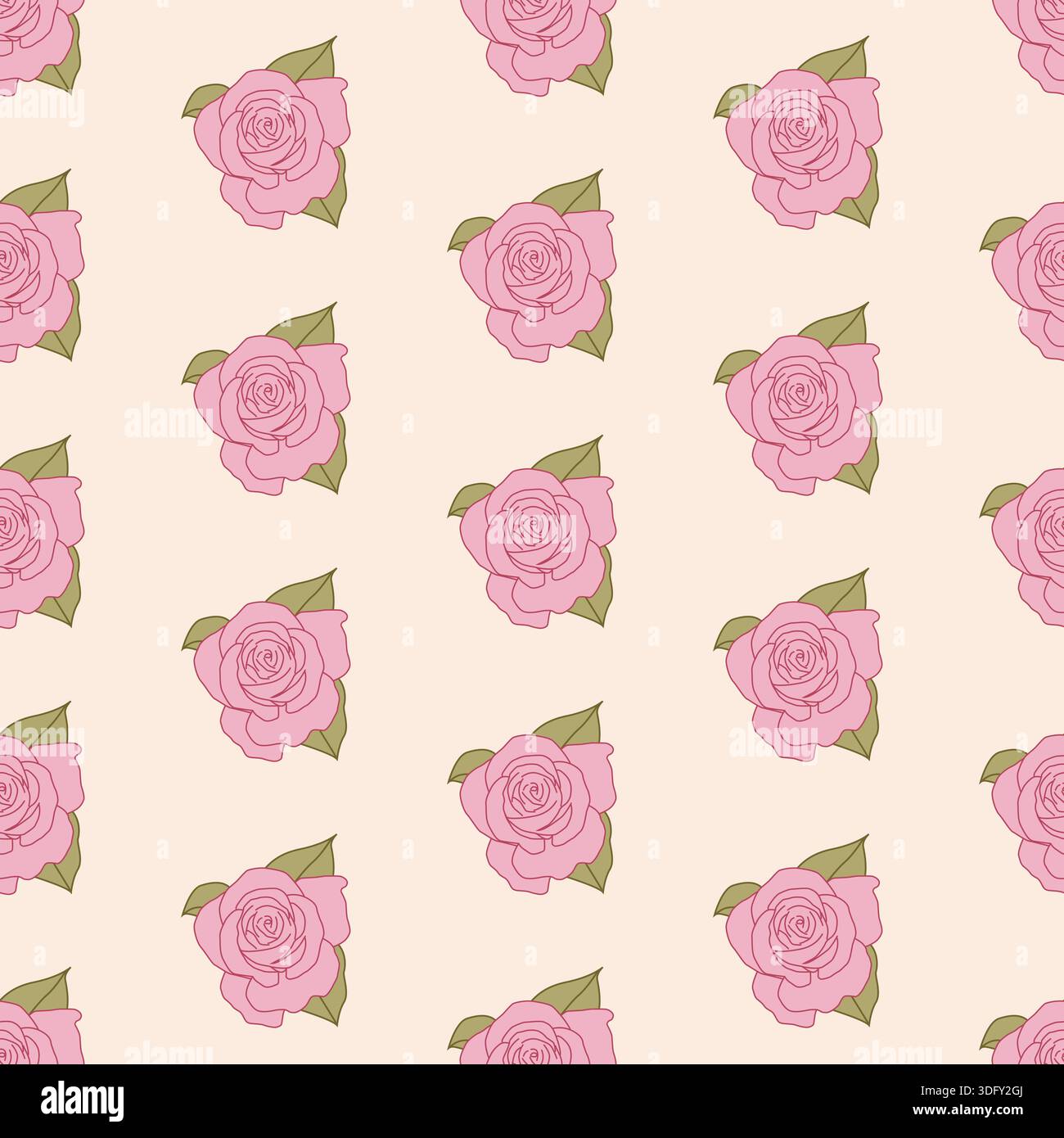 Motivo floreale senza cuciture con rose rosa su morbido sfondo pastello Illustrazione Vettoriale