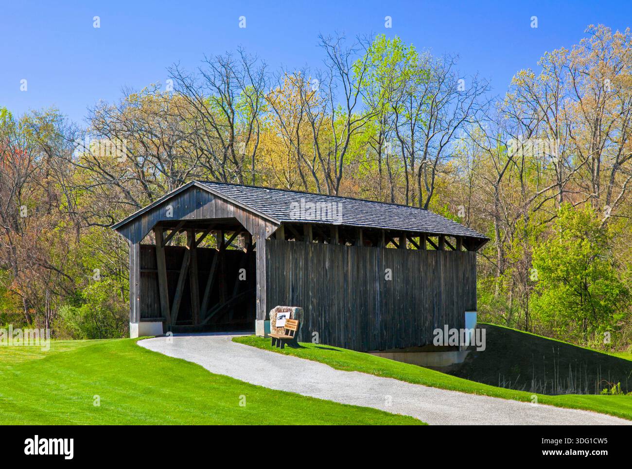 Larkin's Mill Covered Bridge, contea di Chester, Pennsylvania Foto Stock