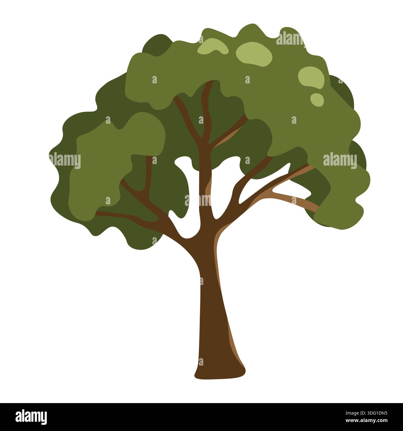 Alberi di Doodle. Icone isolate in bianco e nero su sfondo bianco. Albero di molla per il progetto. Simbolo vettoriale. Piante, progettazione paesaggistica. Idea ecologica Illustrazione Vettoriale