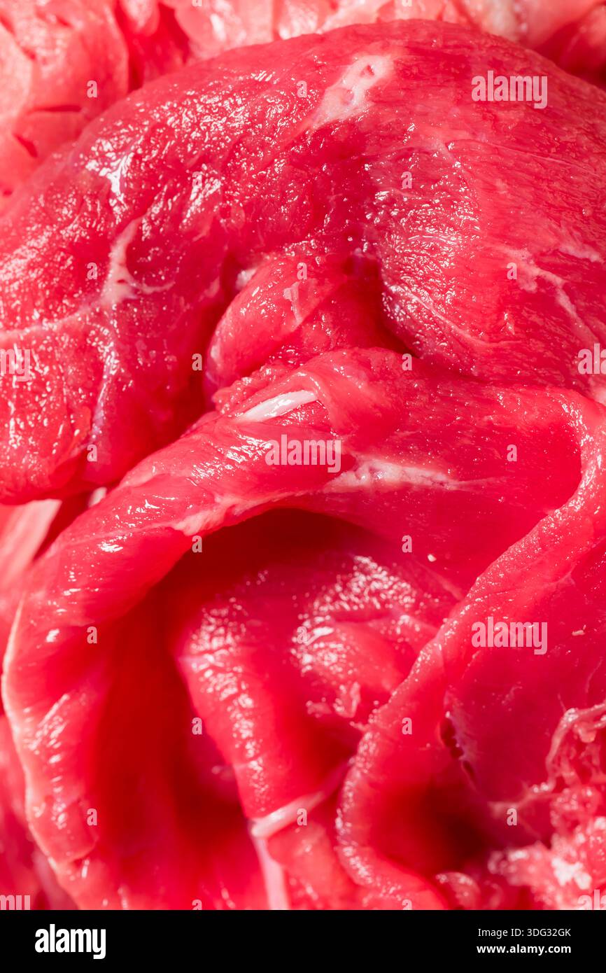 Carne di manzo rasata cruda con erba pronta per la cottura Foto Stock