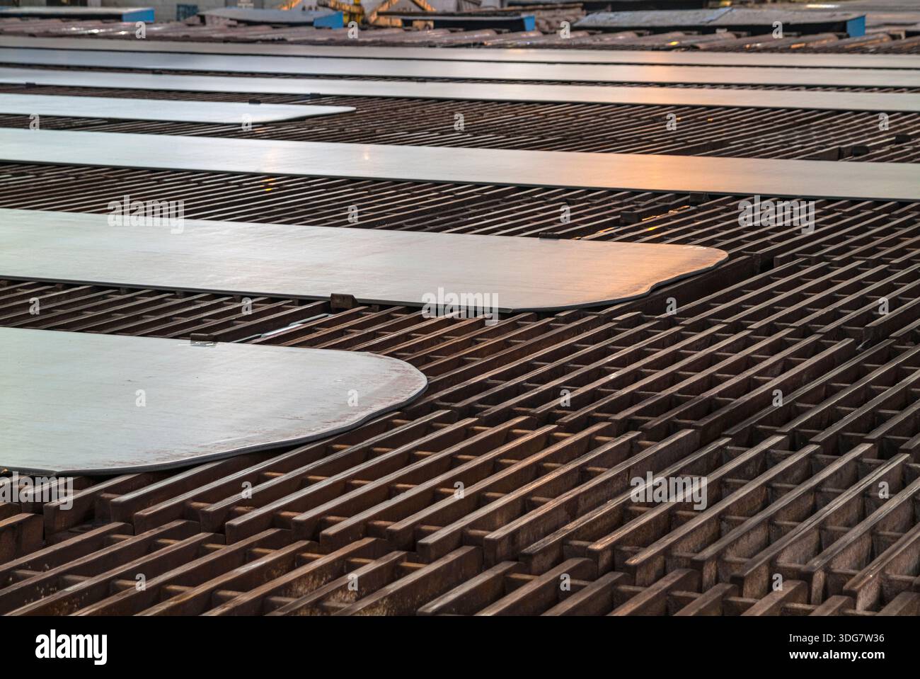 Lamiere di acciaio laminate piatte per il raffreddamento in acciaieria, Pittsburgh, Pennsylvania, USA Foto Stock